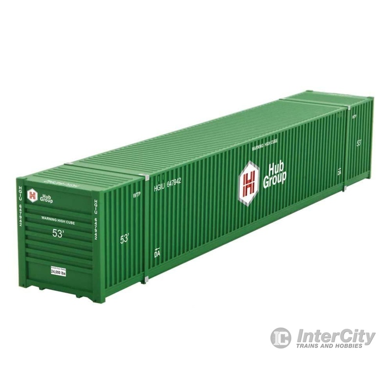Micro Trains N 46900532 Jindo 53' Corrugated-Side Container - Horizontal Front Ribs - Assembled -- Hub Group 647942 (green, white, red)