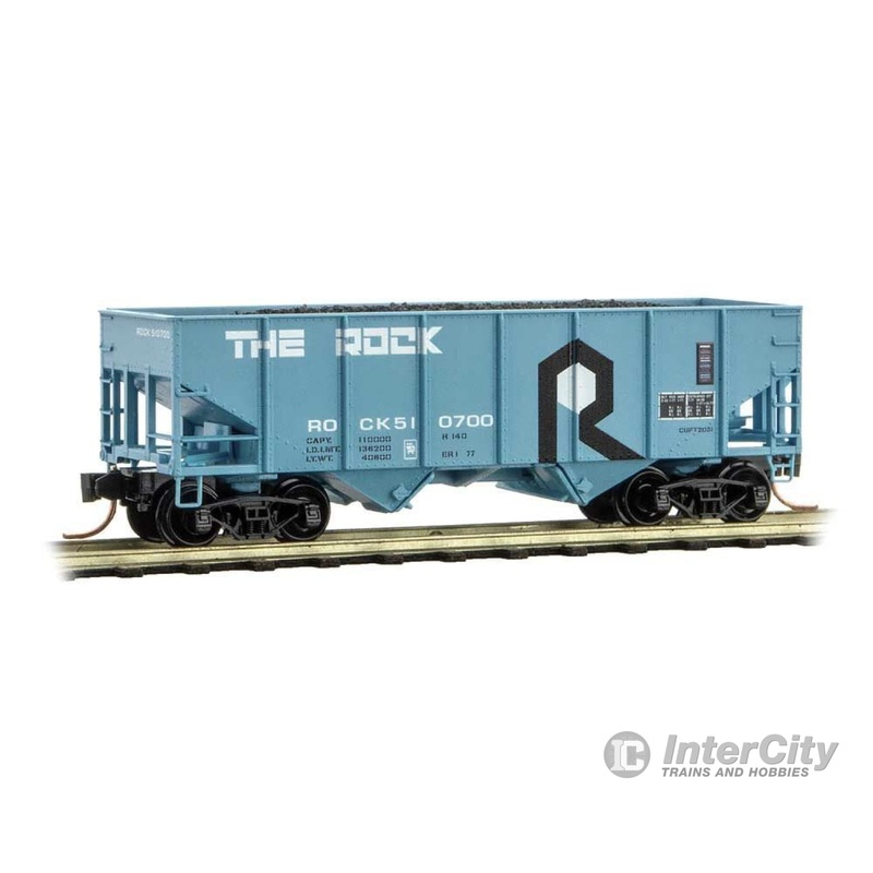 Micro Trains N 5600450 Class H-5 33' 2-Bay Rib-Side Hopper - Ready to Run -- Rock Island 510700 (blue, black, white)
