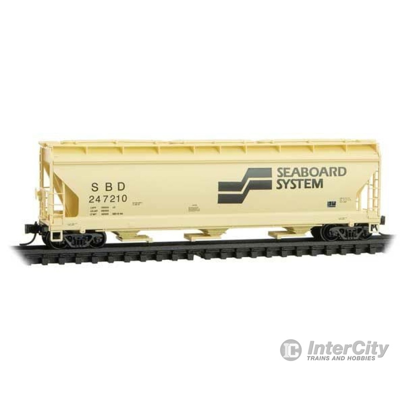 Micro Trains N 9400710 ACF 3-Bay Center Flow Covered Hopper with Elongated Hatches - Ready to Run -- Seaboard System #247210 (beige, black)