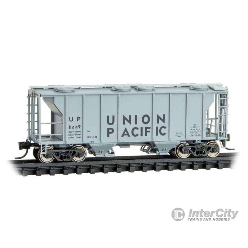 Micro Trains N 9500032 PS-2 2-Bay Covered Hopper - Ready to Run -- Union Pacific #11449 (gray, black)