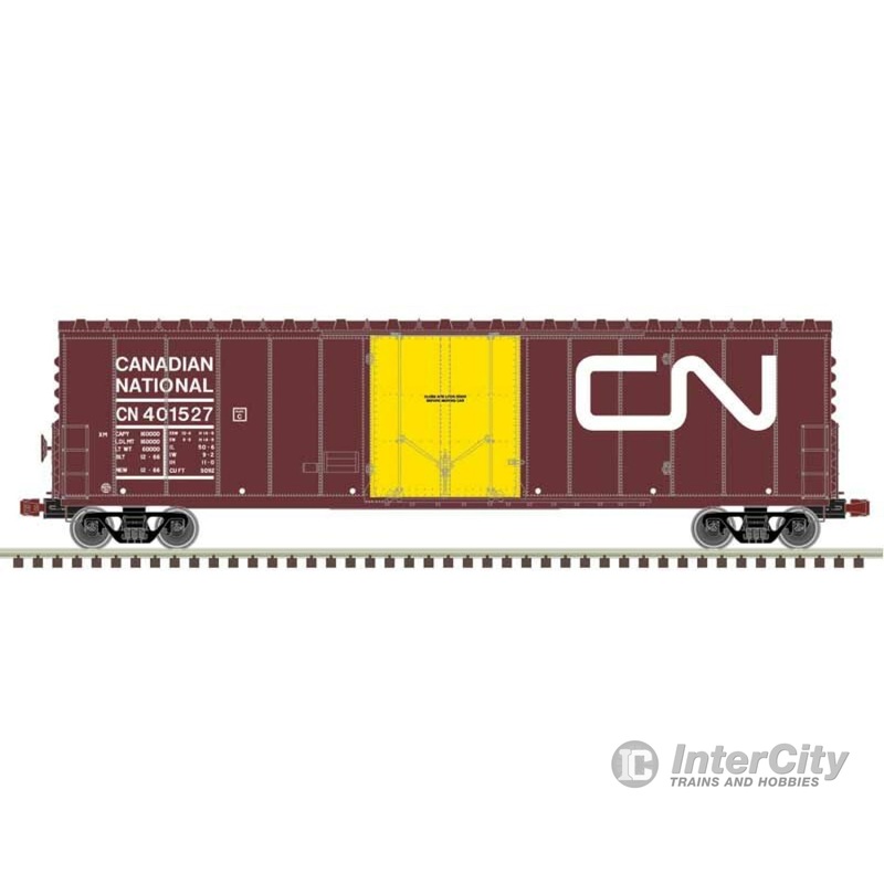 Atlas 20006516 NSC 50' Newsprint Plug-Door Boxcar - Ready to Run -- Canadian National 401527 (Boxcar Red, yellow, Noodle, yellow Door)