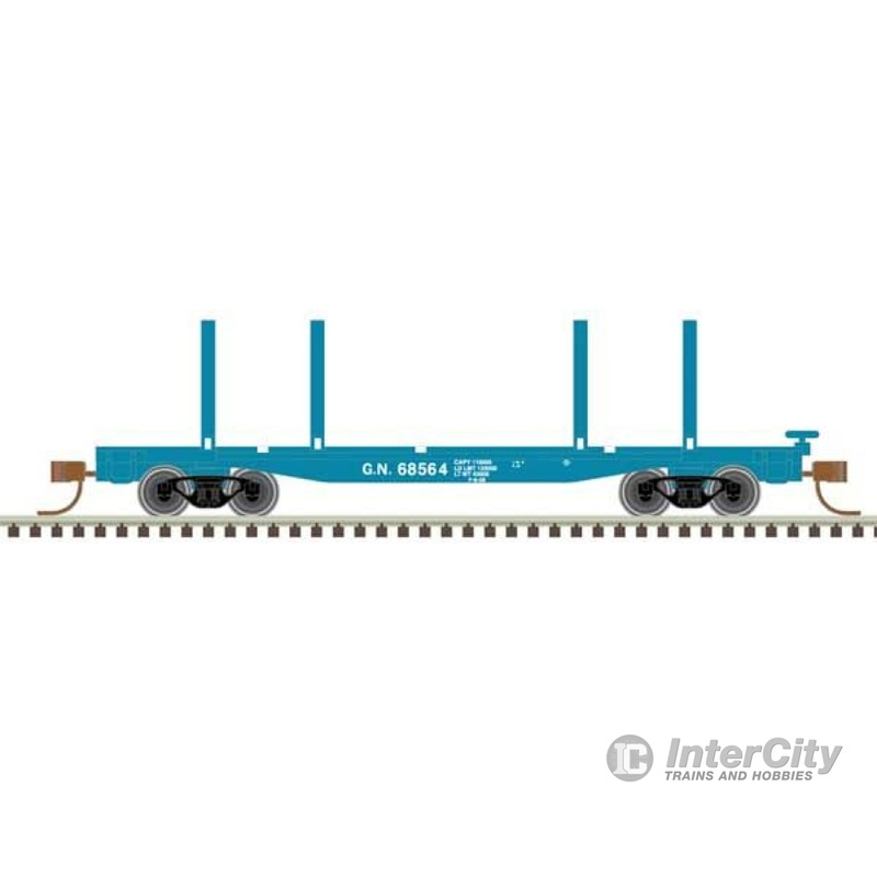 Atlas 50006286 45' Logging Flatcar - Ready to Run - Master(R) -- Great Northern #68564 (Big Sky Blue, white)