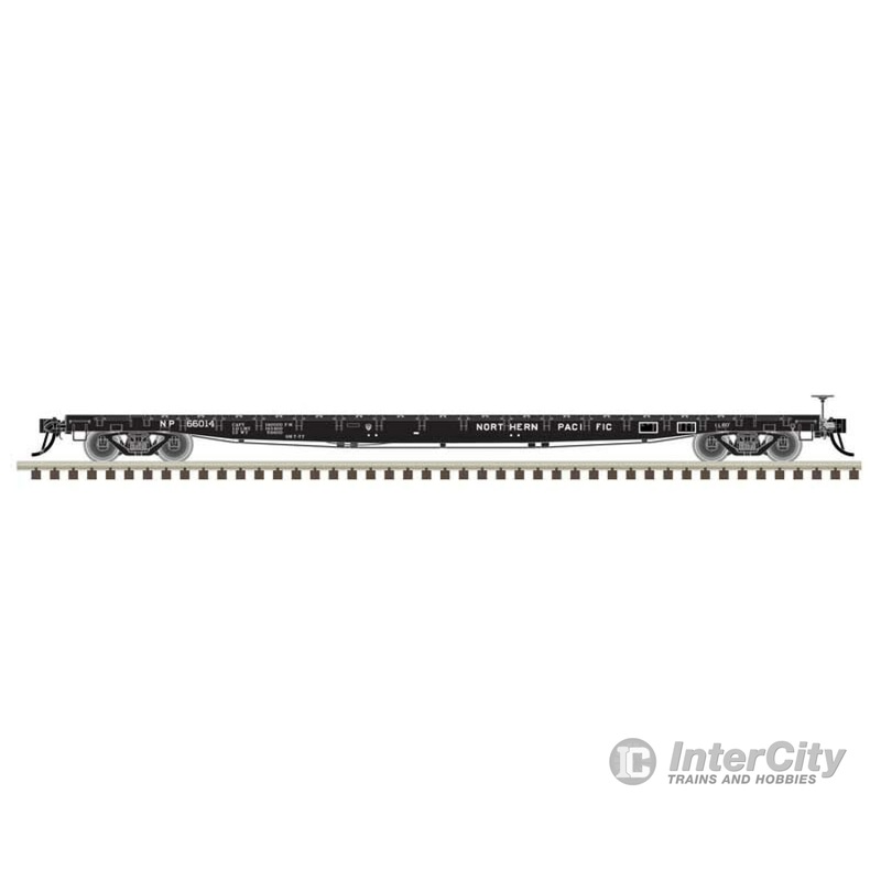 Atlas 50006437 GSI 60' Flatcar - Ready to Run -- Northern Pacific #66014 (black, white)
