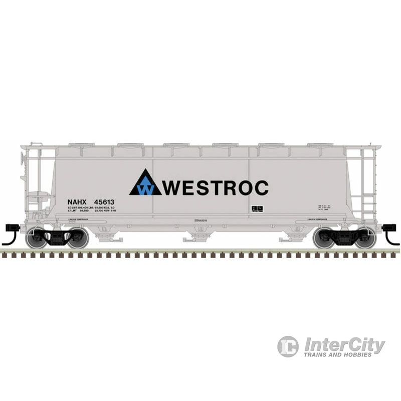 Atlas HO 20005771 ACF 3-Bay Cylindrical Hopper - Ready to Run -- Westroc #45613 (gray, blue, white)