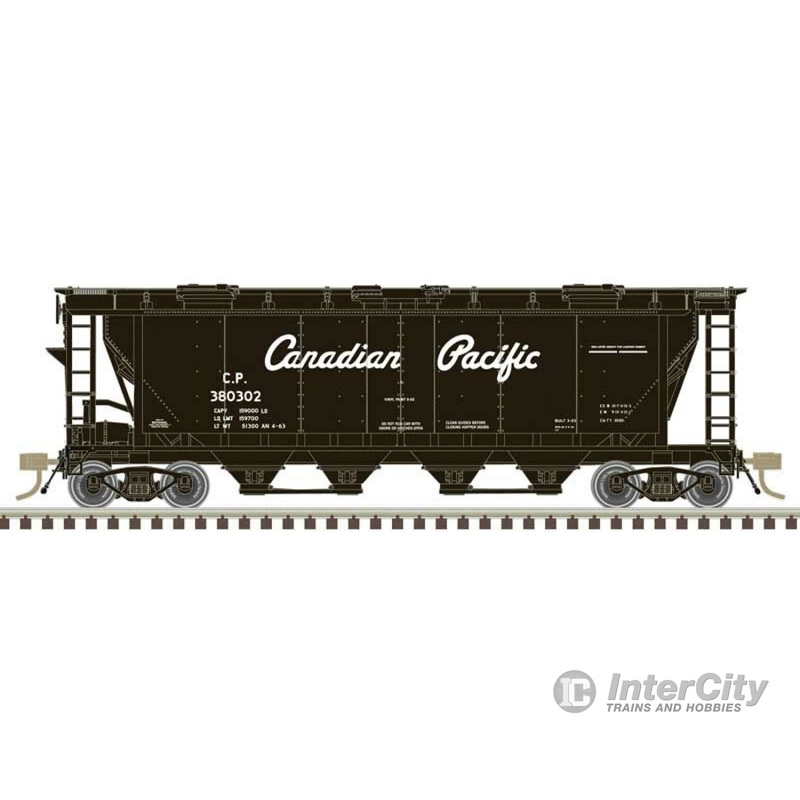 Atlas HO 20007161 Slab-Side Covered Hopper - Ready to Run - Master(R) -- Canadian Pacific #380635 (black, white, Script Logo)