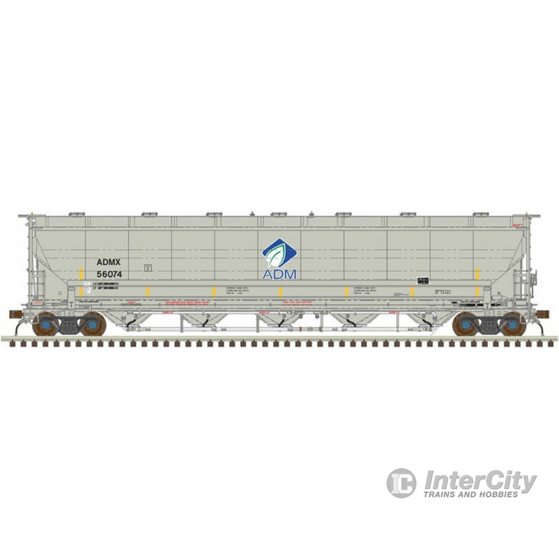 Atlas N 50003249 Trinity 5660 PD Covered Hopper - Ready to Run -- ADM #56100 (gray, Leaf Logo, yellow Conspicuity Markings)