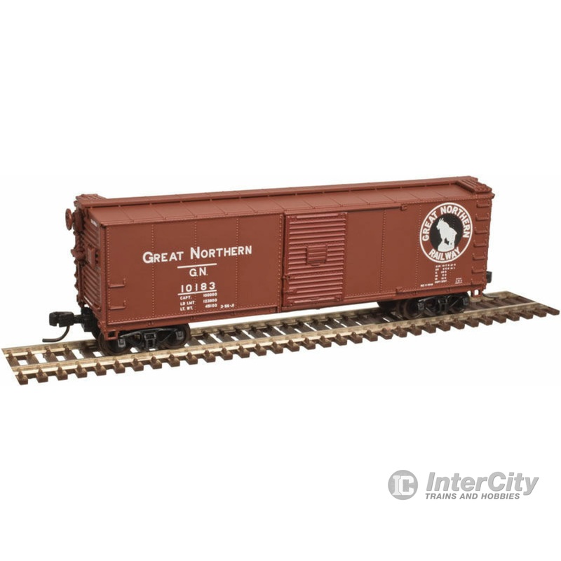 Atlas N 50003337 USRA Steel Rebuilt Boxcar - Ready to Run - Master(R) -- Great Northern #10183 (Boxcar Red, black, Rocky Silhouette Logo)