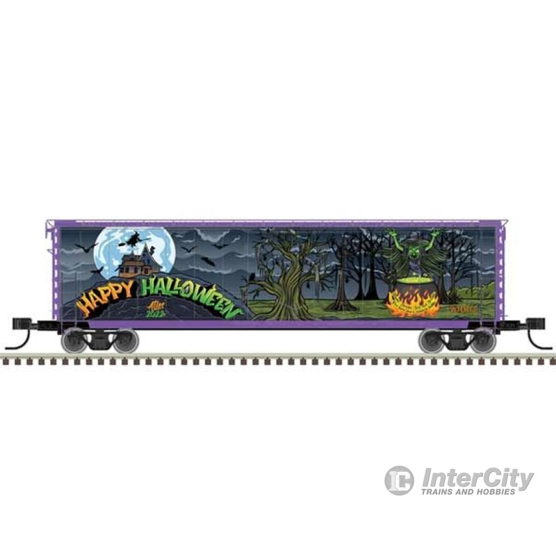 Atlas N 50006267 50' RBL Plug-Door Boxcar - Ready to Run - Master(R) -- Halloween WTCH #2022 (Halloween Witch Graphics)