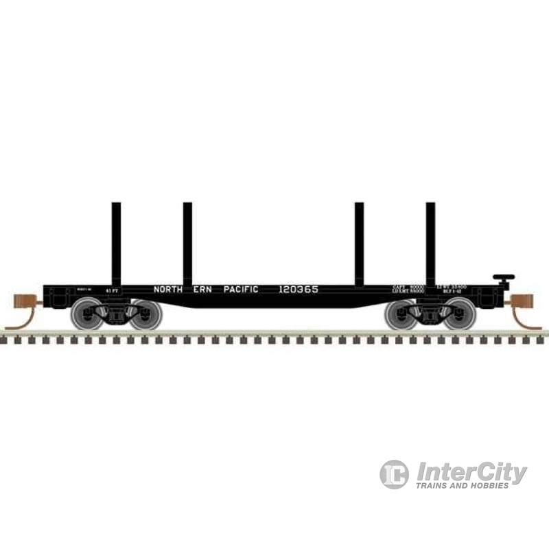 Atlas N 50006291 45' Logging Flatcar - Ready to Run - Master(R) - Northern Pacific #120373 (black, white)