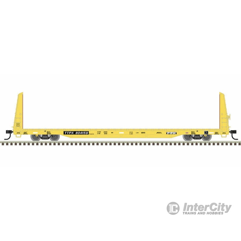 Atlas Trainman HO 20006445 62' Bulkhead Flatcar - Ready to Run -- TTX 804127 (yellow, black)