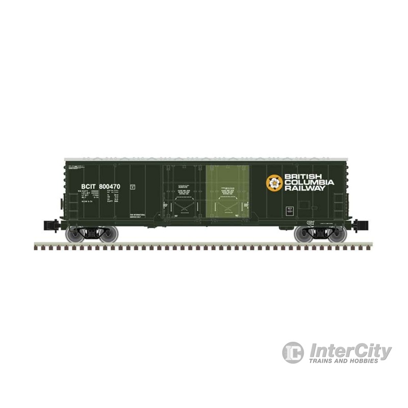 Atlas Z 75000001 Evans 53' Double Plug-Door Boxcar - Master(R) -- British Columbia Railway #800470 (green, white, yellow)