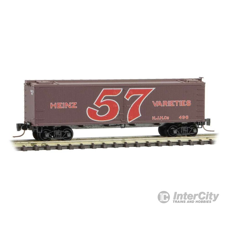 Micro Trains Z 51800490 40' Wood-Sheathed Ice Reefer - Ready to Run -- Heinz 496 (Boxcar Red, red, Billboard 57, Series Car 4)
