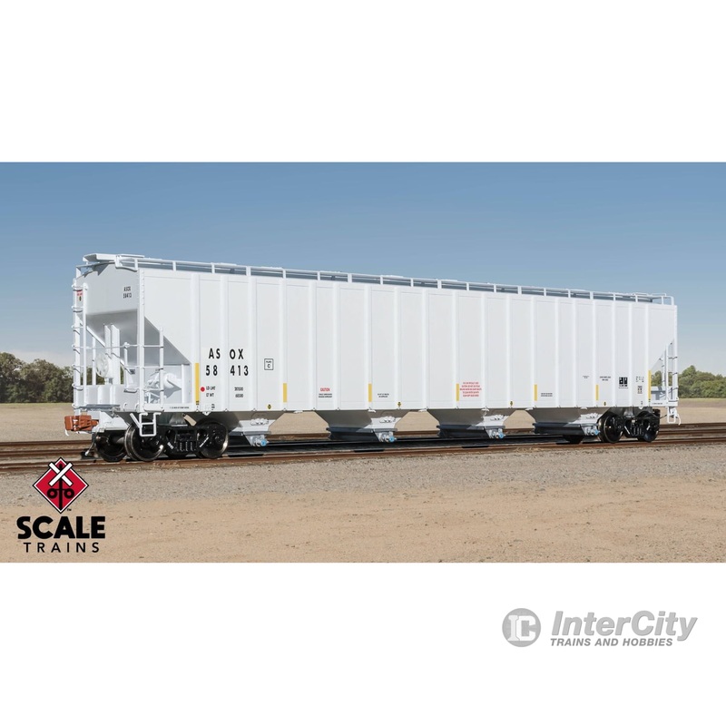 ScaleTrains SXT39436 Rivet Counter HO Scale Pullman-Standard 5820 Covered Hopper, Americas Styrenics/ASOX/White/Conspicuity Stripes/ex-GOCX 58871