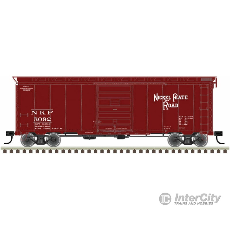 Atlas HO 20004252 40' Postwar Boxcar w/7' Door - Ready to Run -- Nickel Plate Road #5233 (Boxcar Red)