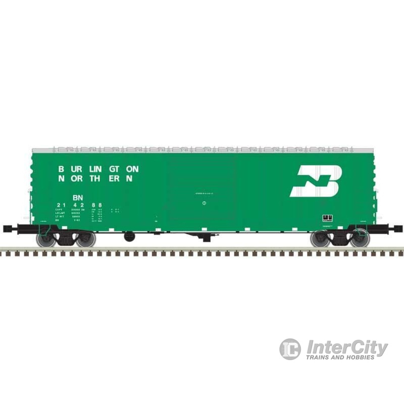 Atlas HO 20004762 ACF Precision-Design Rib-Side 50' Boxcar - Ready to Run - Master(R) -- Burlington Northern #214318 (Cascade Green, white; Medium Logo)