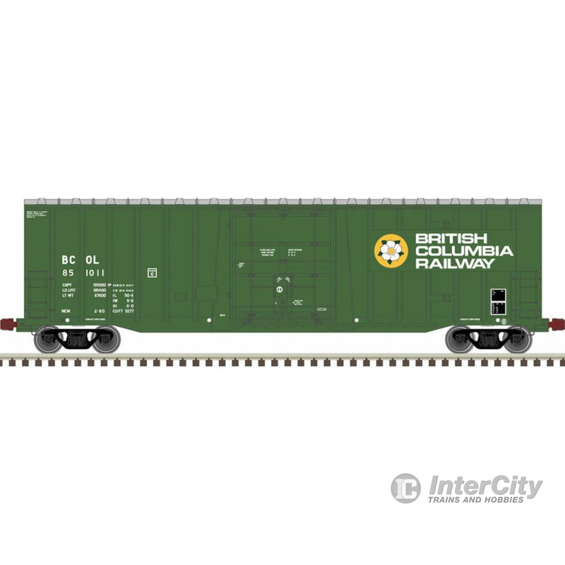 Atlas HO 20006075 NSC 5277 50' Plug-Door Boxcar - Ready to Run -- British Columbia Railway 851009 (green, white, yellow)