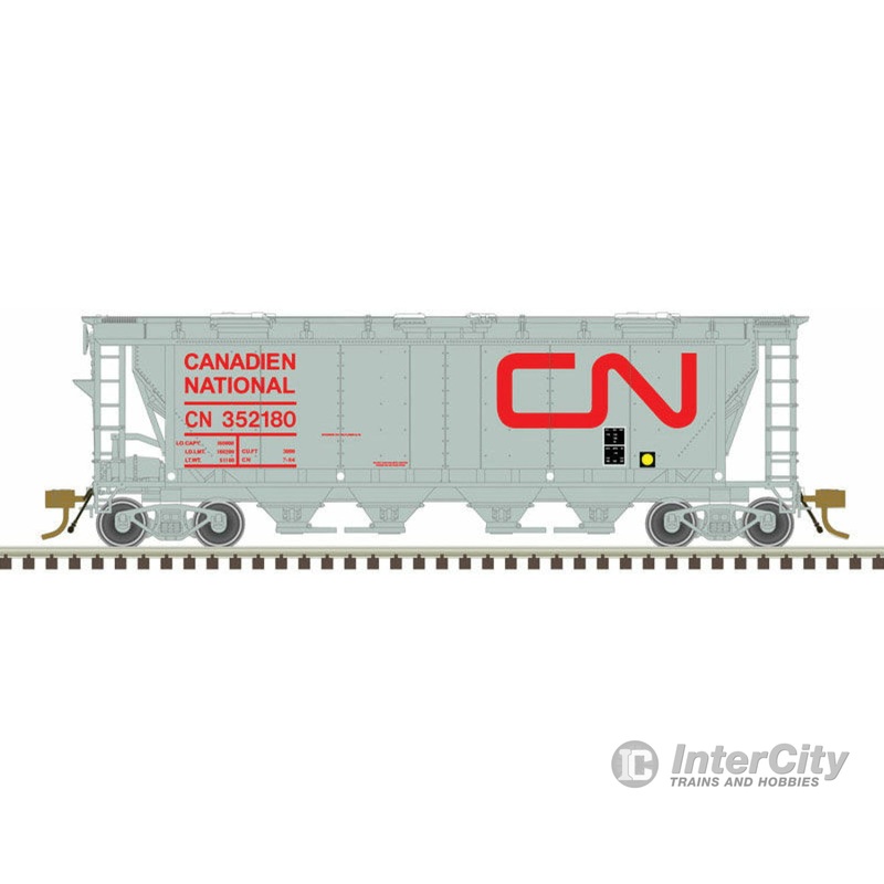 Atlas HO 20006363 Slab-Side Covered Hopper - Ready to Run - Master(R) -- Canadian National #352180 (6-Hatch; gray, red)