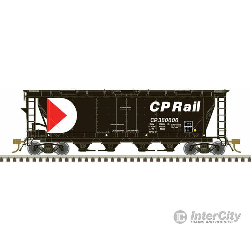 Atlas HO 20006368 Slab-Side Covered Hopper - Ready to Run - Master(R) -- Canadian Pacific 380621 (6 Hatch, black, red, white)
