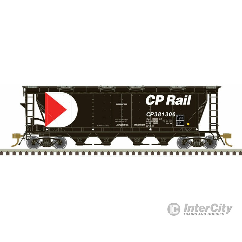 Atlas HO 20006370 Slab-Side Covered Hopper - Ready to Run - Master(R) -- Canadian Pacific 381306 (8 Hatch, black, red, white)