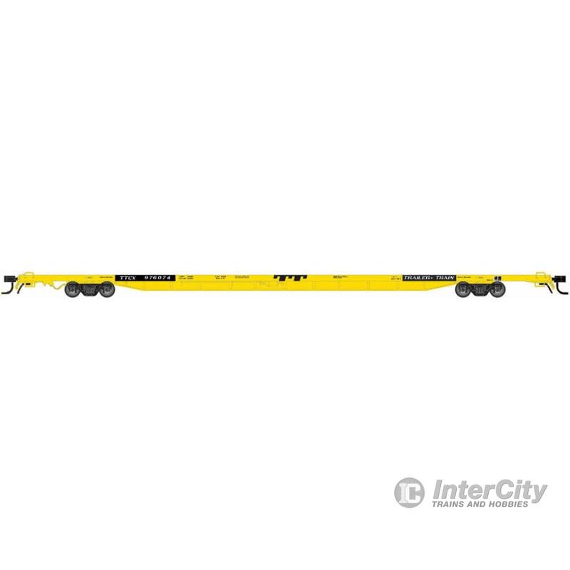 Atlas N 50001744 89' Intermodal Flatcar w/Container Pedestals - Ready to Run -- Trailer-Train #976074 (yellow, black)