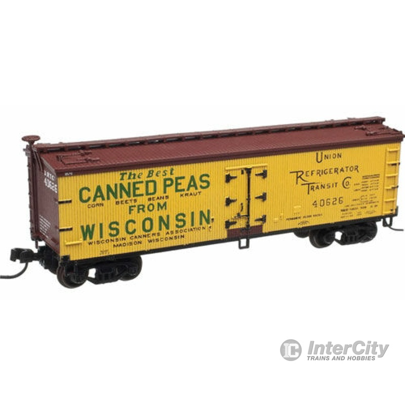 Atlas N 50001756 40' Wood Reefer - Ready to Run - Master(R) -- Wisconsin Canners Association URTC #40625 (yellow, Boxcar Red, green)