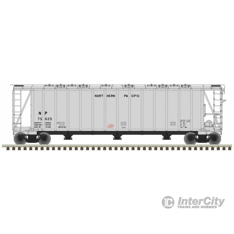 Atlas N 50002910 General American 3500 Dry-Flo 3-Bay Covered Hopper - Ready to Run -- Northern Pacific #75625 (gray, black)