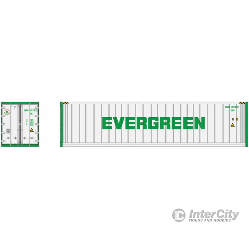 Atlas N 50005999 40' Reefer Container 3-Pack - Master(R) -- Evergreen EMCU #5321510, 5321551, 5321649 (Set #2; white, green)