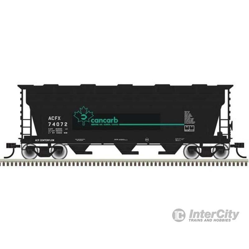 Atlas Trainman N 50006109 ACF 3560 Center-Flow Covered Hopper - Ready to Run -- Cancarb ACFX 74080 (Black, Blue)