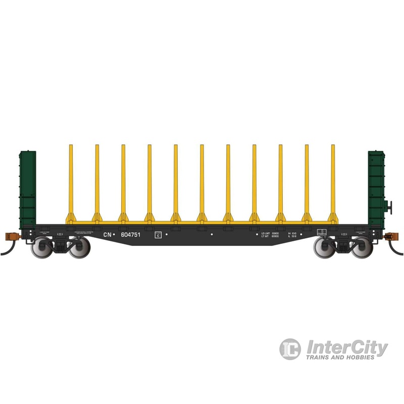 Bachmann 12902 52' Centerbeam Bulkhead Flatcar - Ready to Run -- Canadian National #60472 (black)