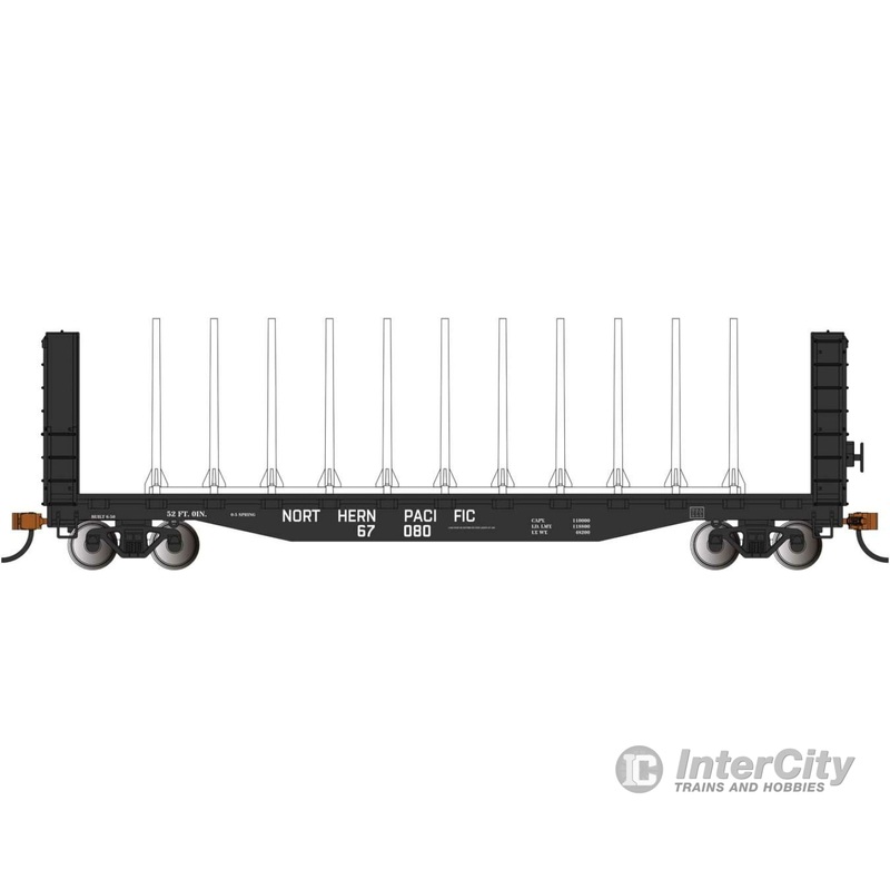 Bachmann 12904 52' Centerbeam Bulkhead Flatcar - Ready to Run -- Northern Pacific #67080 (black)