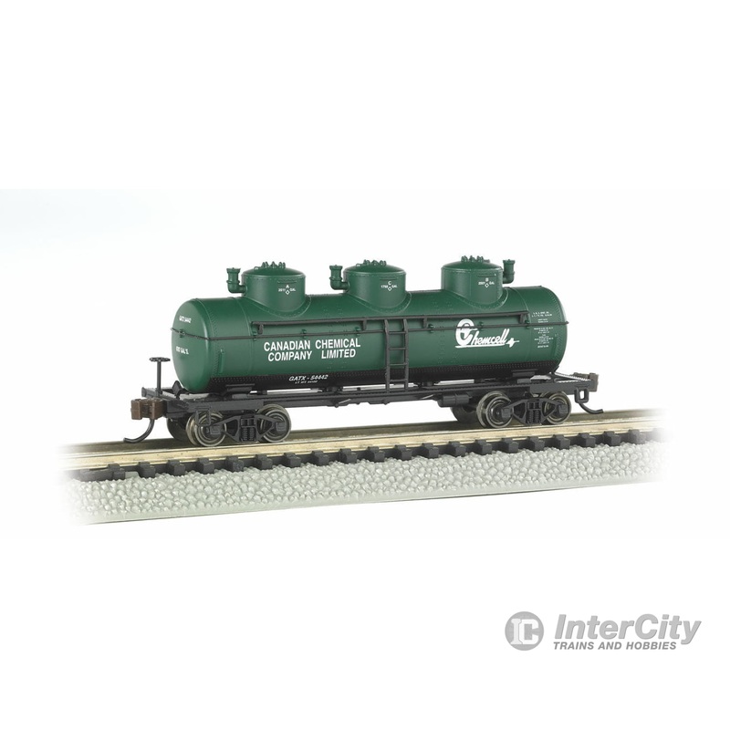 Bachmann 17152 3-Dome Tank Car - Ready to Run -- Canadian Chemical Co., Ltd. GATX (green, white, black; Chemcell Logo)