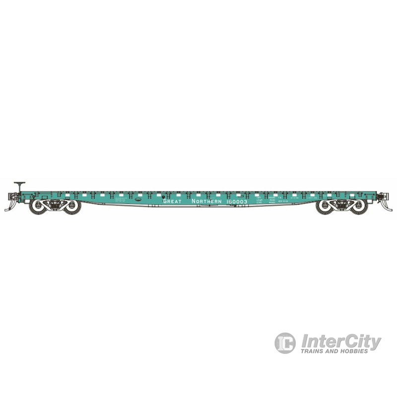 BLMA Models N 17025 GSC 60' Flatcar - Ready to Run -- Great Northern #160003 (Jade Green, white)