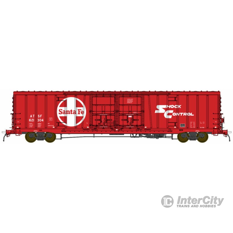BLMA Models N 18025 Santa Fe Class BX-166 60' Beer Boxcar - Ready to Run -- Santa Fe #621304 (1974 Delivery, red, white, Shock Control & Large Logo)