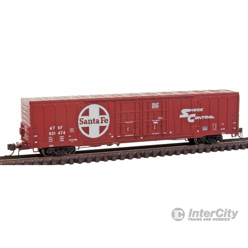 BLMA Models N 18034 Santa Fe Class BX-166 60' Beer Boxcar - Ready to Run -- Santa Fe #621474 (1974 Delivery, red, white, Shock Control & Large Logo)