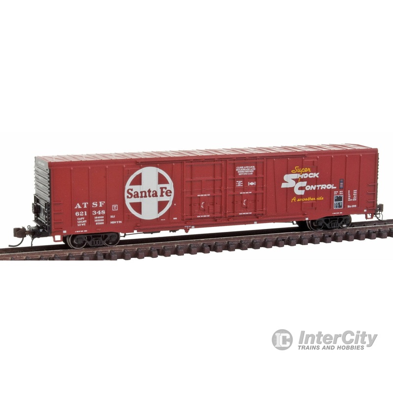BLMA Models N 18040 Santa Fe Class BX-166 60' Beer Boxcar - Ready to Run -- Santa Fe #621348 (1974 Scheme, red, white, Super Shock Control & Large Logo)