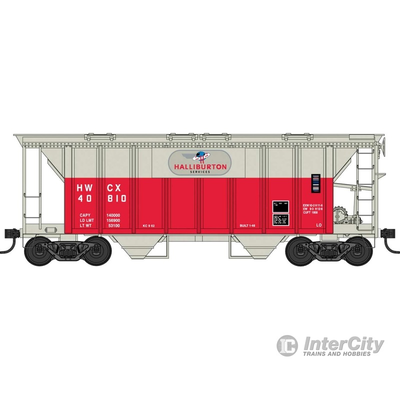 Bowser Manufacturing Co. HO 42227 70-Ton 2-Bay Covered Hopper with Closed Sides - Ready to Run -- Halliburton 40810 (gray, red)
