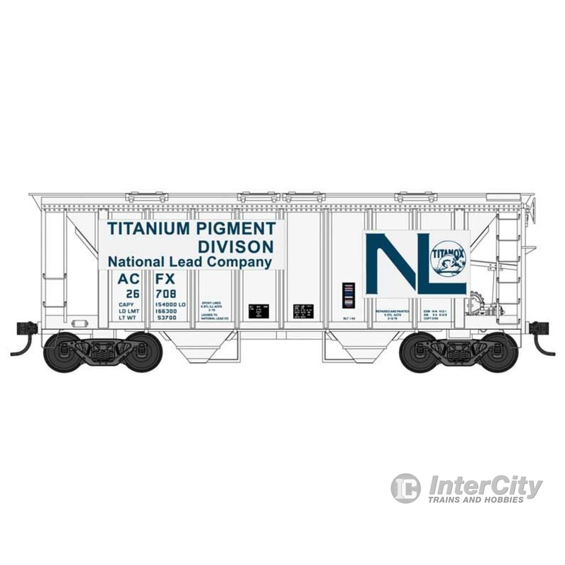 Bowser Manufacturing Co. HO 42763 70-Ton 2-Bay Covered Hopper with Closed Sides - Ready to Run -- National Lead 26712 (white, blue, Built 1-50 Repack 3-70)
