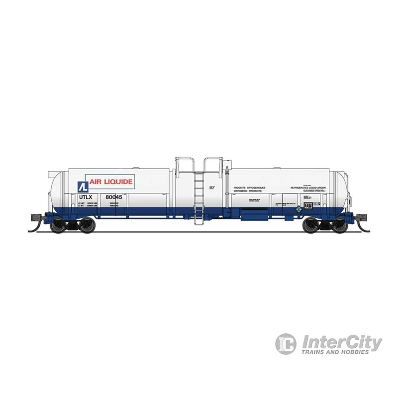 Broadway Limited Imports N 3822 High-Capacity Cryogenic Tank Car 2-Pack - Ready to Run -- Air Liquide (white, blue, red)