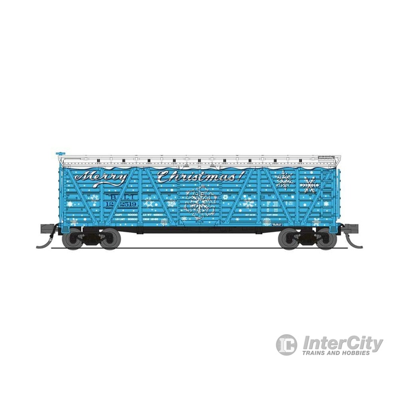 Broadway Limited Imports N 6586 PRR K7 Stock Car with Holiday Sounds - Ready to Run -- Merry Christmas (blue, white)