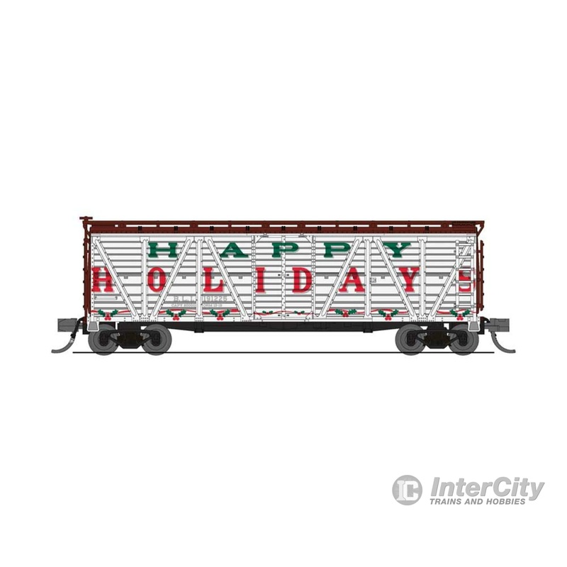 Broadway Limited Imports N 6587 PRR K7 Stock Car with Holiday Sounds - Ready to Run -- Happy Holidays (white, green, red)