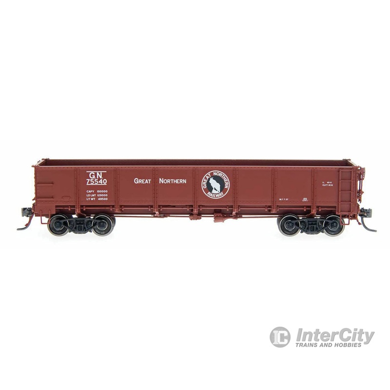 Intermountain HO 35010 General-Service Drop-Bottom Gondola - Ready to Run -- Great Northern (Boxcar Red, black, white, Rocky Logo)