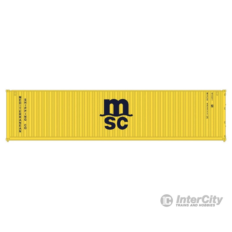 Kato N 80055G 40' Corrugated Container 2-Pack - Assembled -- Mediterranean Shipping MSC (yellow, black)