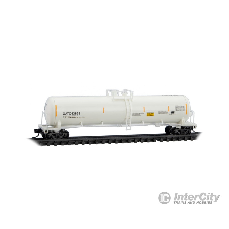 Micro Trains N 11000661 56' General-Service Tank Car - General American Transportation GATX #43833 (white, yellow conspicuity marks