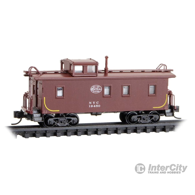 Micro Trains N 5100380 34' Wood-Sheathed Caboose with Straight Cupola - New York Central #19450 (Boxcar Red System Logo)