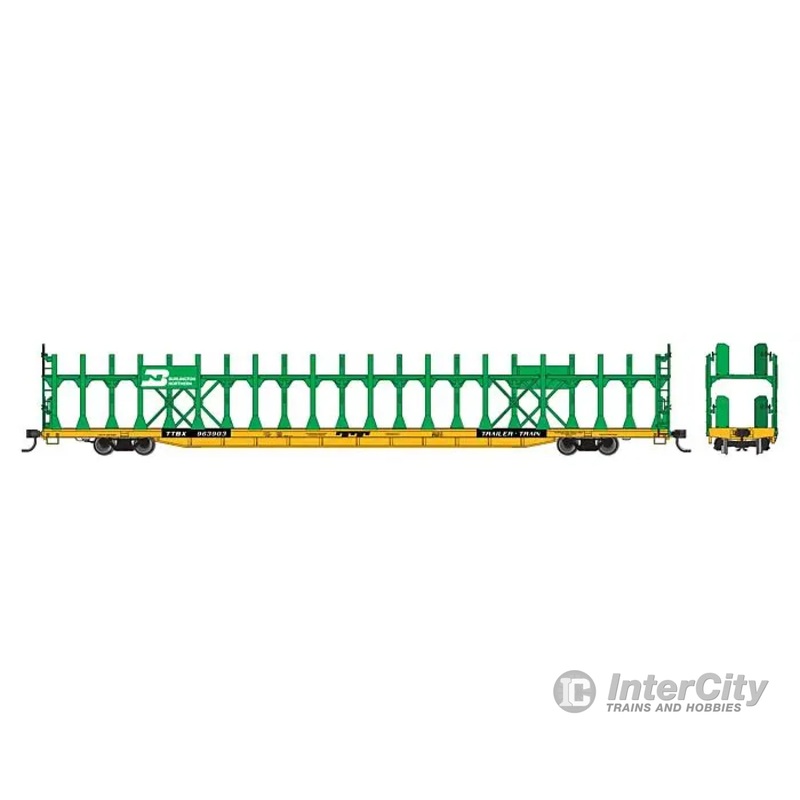 Walthers HO 910-8029 89' Flatcar w/Bi-Level Open Auto Rack - Ready to Run - Burlington Northern $963903