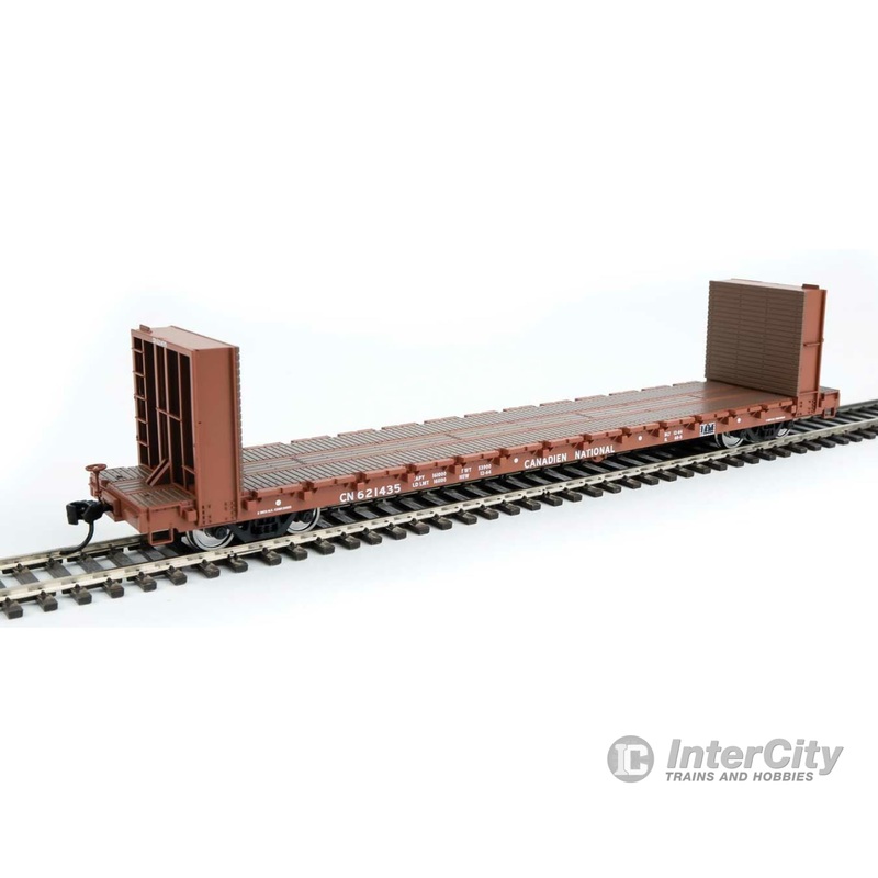 Walthers Mainline 5868 60' Pullman-Standard Bulkhead Flatcar (48' IL) - Ready to Run -- Canadian National #621435