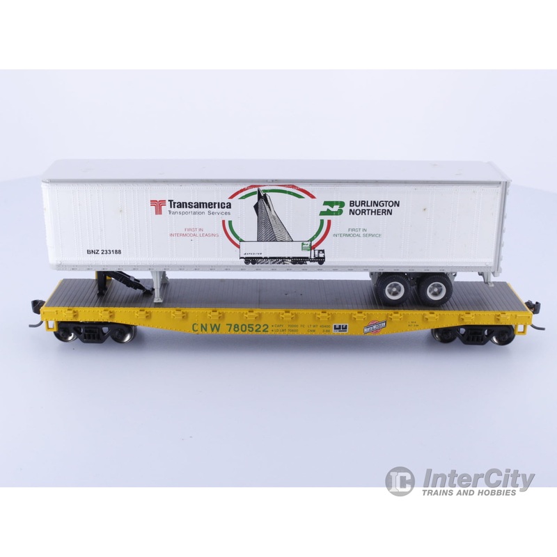 Athearn 92057 HO 50' Flat car with 45' trailer Chicago and North Western (CNW) 780522