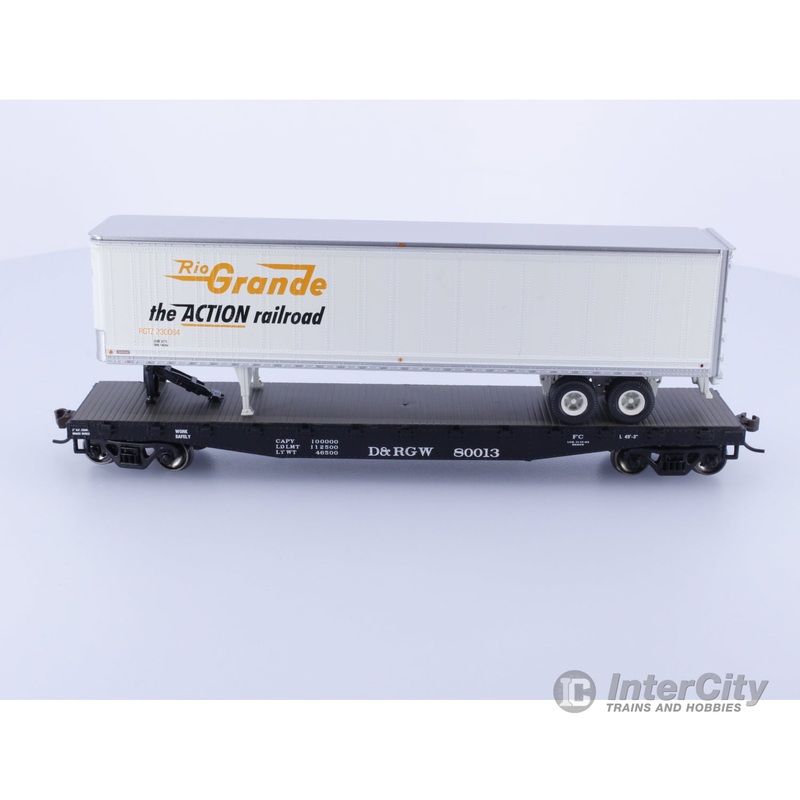 Athearn 92068 HO 50' Flat car with 45' trailer Denver and Rio Grande Western (DRGW) 80013