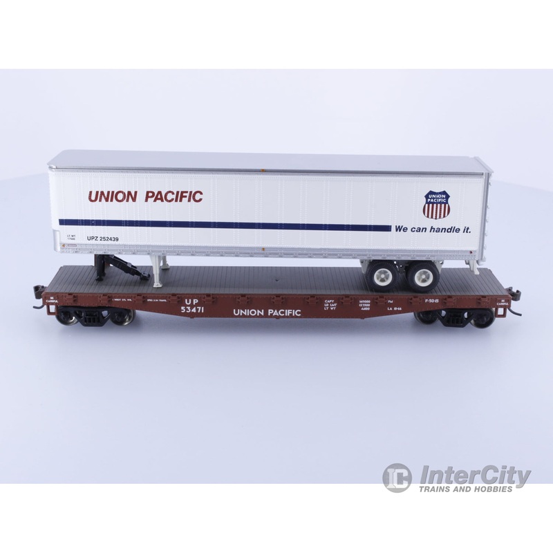 Athearn 92071 HO 50' Flat car with 45' trailer Union Pacific (UP) 53471