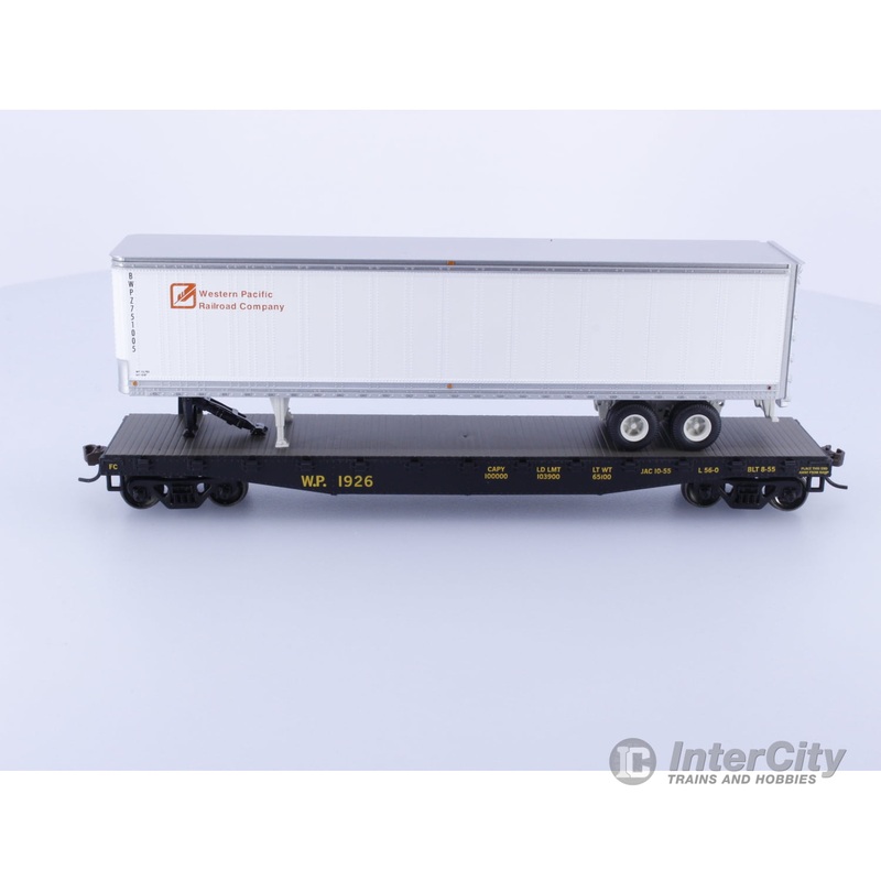 Athearn 92073 HO 50' Flat car with 45' trailer Western Pacific (WP) 1926